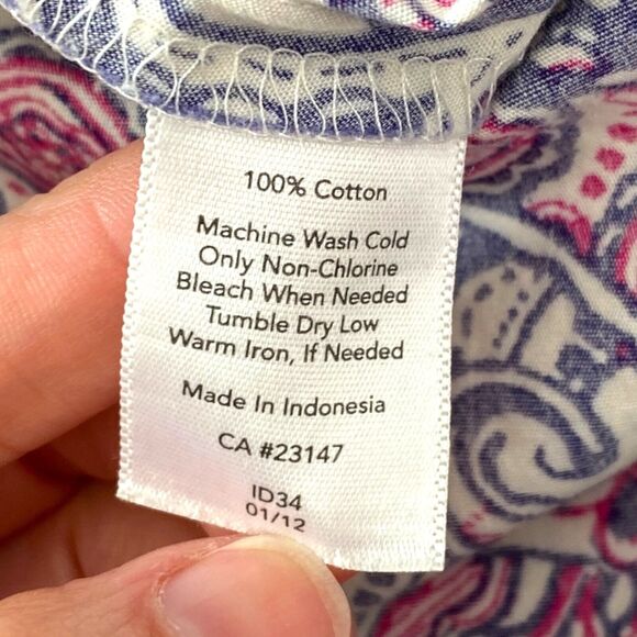 Talbots Midi Skirt Womens 12 Pink Paisley 100% Cotton Flowy Boho Career - Picture 6 of 9